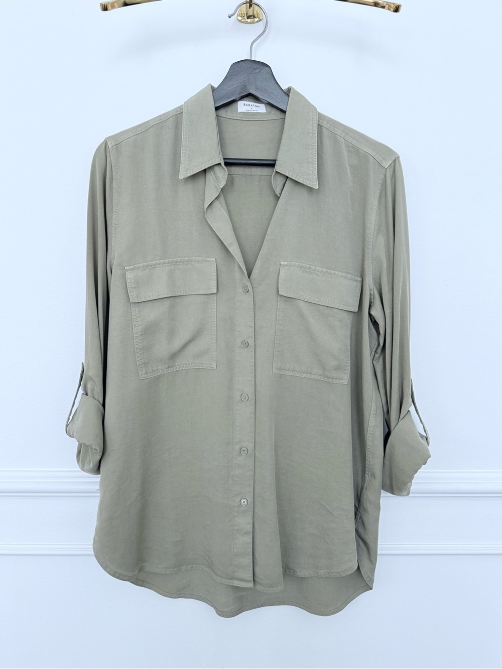 Babaton Light Olive Archive Button-Down Shirt - S